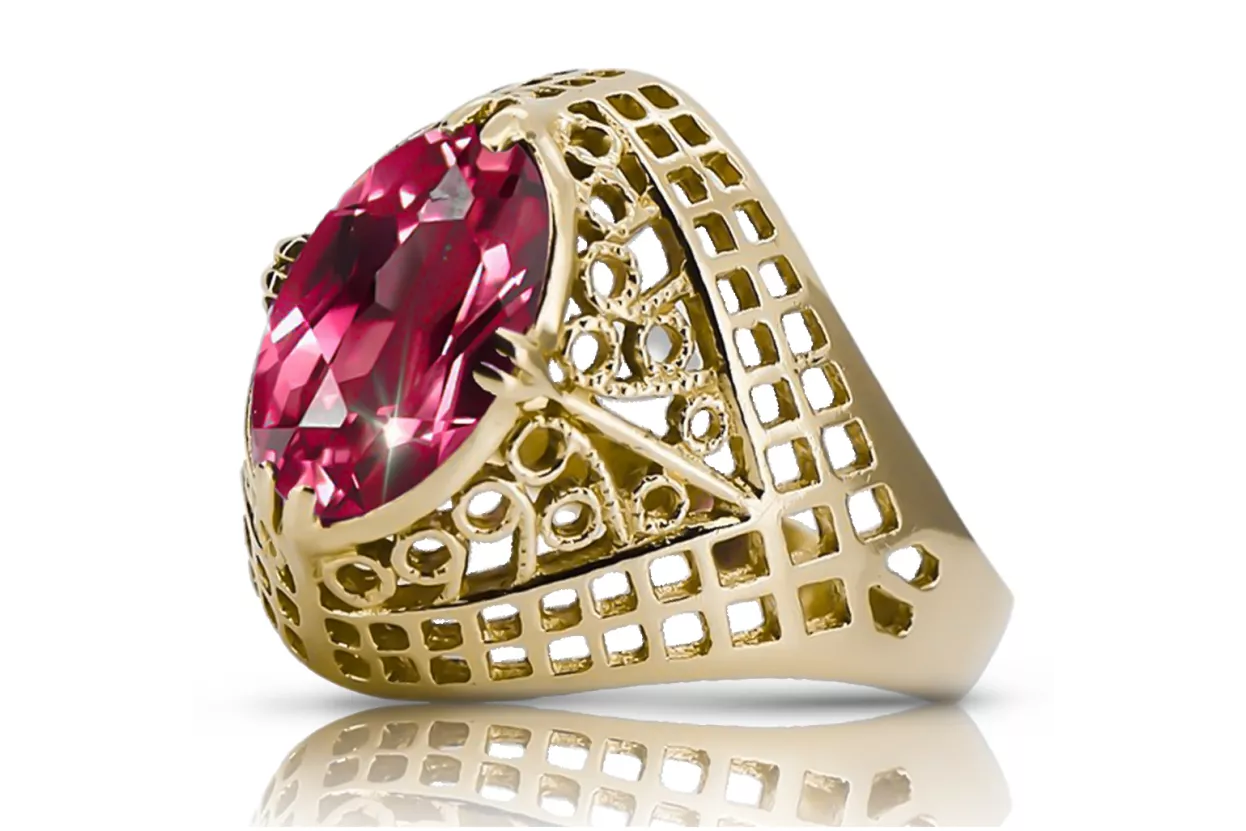 Ruby 14K Yellow gold Ring Vintage style vrc030y